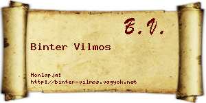 Binter Vilmos névjegykártya